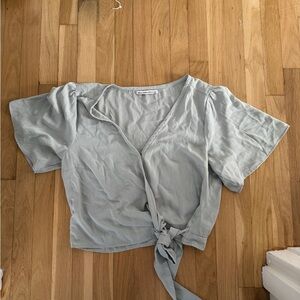 Abercrombie & Fitch Light Green Tie-Front Blouse